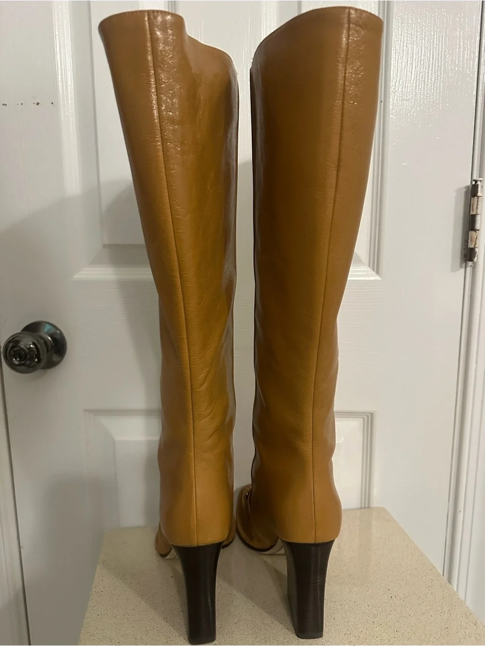 Tory Burch Leather Knee-High Block Heel Boots 8.5